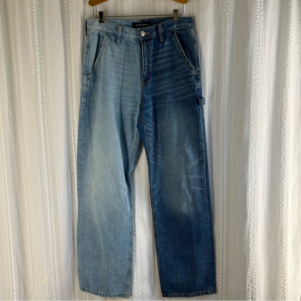 Aeropostale Baggy 90s Baggy‎ Two Tone Straight Leg High Rise Jeans